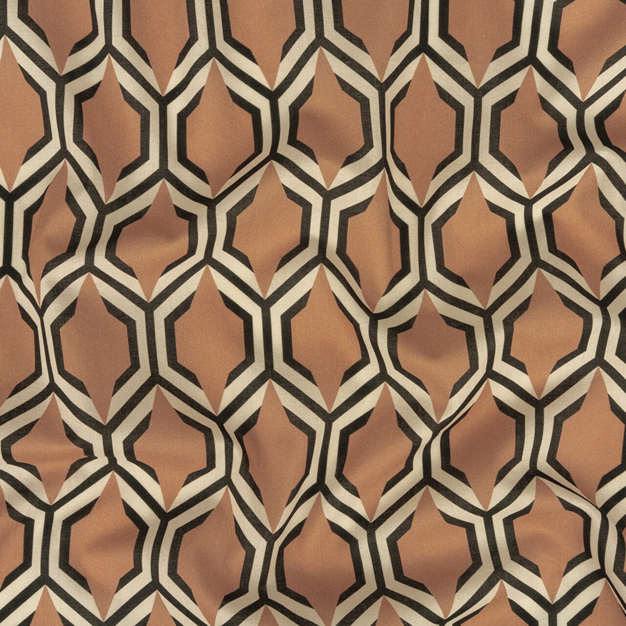 1 Yard Cotton Voile Warm Tan Honeycomb Geometric Sweet as Honey Print Fabric